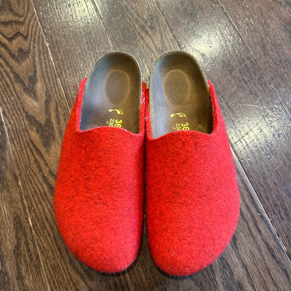 Birkenstock Red Felt Clogs
Size 36